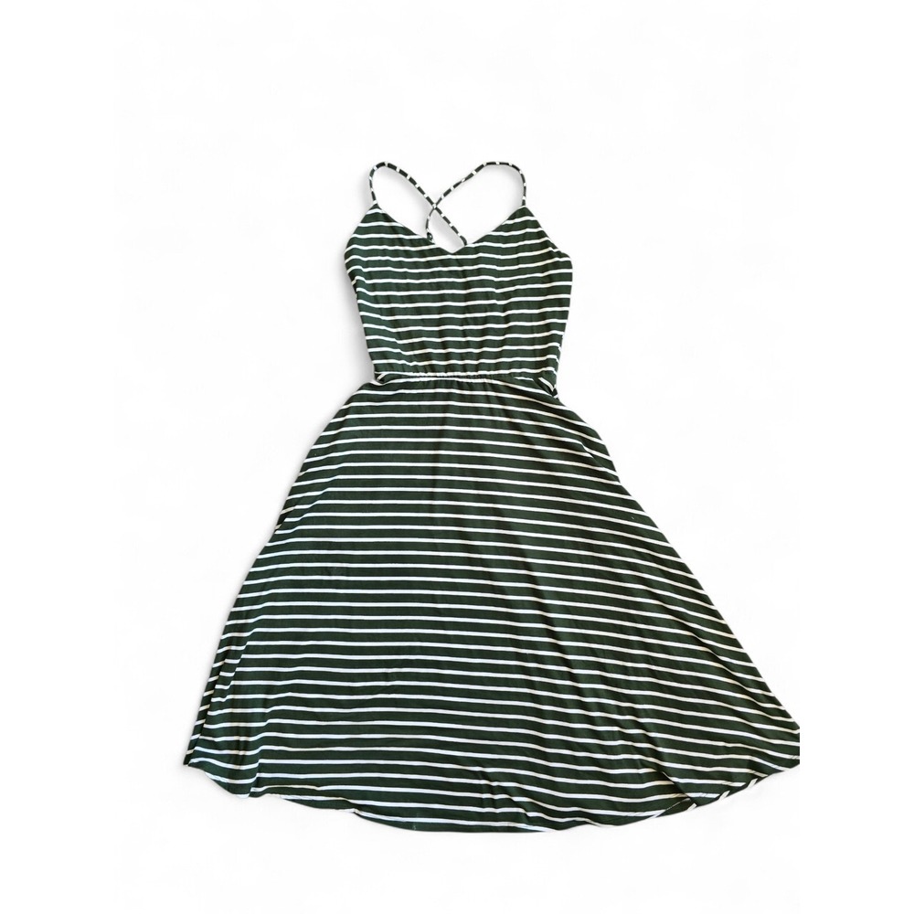 Nina Britton Green White Striped Fit and Flare Dress XS KDR112388-5F